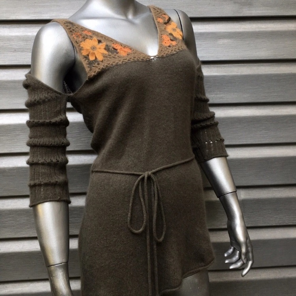 Miss Sixty Brown Off-the-Shoulder Sweater